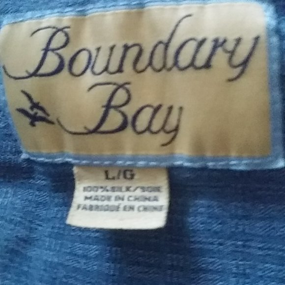 BOUNDARY Bay 100% Silk w Coconut Buttons Oversized Button Up Short Sleeve Shirt - Picture 11 of 13